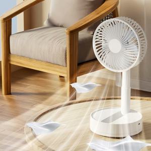TEMU 3600mAh 무선 접이식 선풍기 – 회전·높이 조절·타이머 기능, 휴대용 개인용 미니 팬