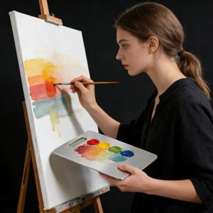 TEMU 특대형 스테인리스 스틸 팔레트, 유화 팔레트 - 수채화, 아크릴 및 페놀 유화 혼합 미술 팔레트, 스테인리스 스틸 소재로 세척이 용이하며 내구성이 뛰어나고 휴대 가능, 특대형 배치 공간