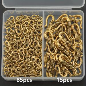 TEMU 100개/박스 합금 S자형 커넥터 클라스프, 약 22.3mm X 10.8mm 비드 커넥터, 티타늄 스틸 목걸이 클라스프, 펜던트 클라스프, 귀걸이 후크, 키체인 후크, 펫 태그 후크, 크리스마스 트리 후크, DIY 주얼리 제작용 비드 스페이서, 귀걸이, 팔찌, 발찌, 목걸이 액세서리 재료