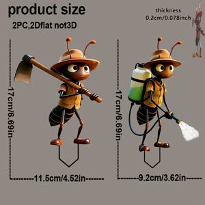 TEMU 2D 플랫 - 【2D 플랫】 2D 플랫 - [2D 플랫] 2D 플랫 프린팅, 화분 장식용 귀엽고 근면한 개미 피규어 한 쌍, 정원, 잔디밭, 화분, 안뜰 등에 적합한 야외 정원 장식품 및 장식용 울타리