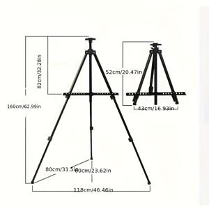 TEMU 휴대용 조절식 삼각대 이젤, 접이식 보관 가방 포함, 안정적인 받침대, 야외 스케치, 페인팅 및 전시용 - 아티스트를 위한 이상적인 도구