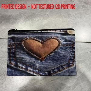 TEMU 빈티지 데님 하트 포켓 워시백 1개, 2D 평면 프린팅, 가볍고 내구성이 뛰어나며 색바램 방지, 다기능 휴대용 세면도구 가방, 일상용/여행/휴가/학생/피트니스에 적합, 여성을 위한 이상적인 선물, Ins 스타일 패션 선물, 2D 평면