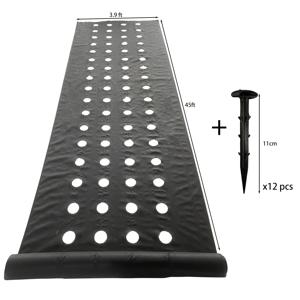 TEMU 1.2m x 10m 펀칭 잡초 방지 시트 | 행당 4개 구멍, 직경 8cm, 통기성 및 투과성 부직포 소재, 검정색 PP, 딸기, 토마토, 채소 등 짧은 재배 기간 작물에 적합, 수동 제초 없이 잡초 억제