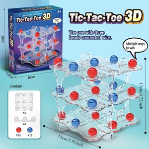 TEMU 재미있는 부모-자녀 상호작용, 논리적 사고 훈련, 전략 보드게임을 위한 3D 틱택토 대리석 장난감. 가족 오락용으로 적합하며 생일 시 아이들과 가족 팀이 즐길 수 있음