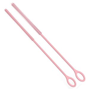 TEMU 실리콘 빨대 청소 브러쉬 | 매우 긴 슬림 브러쉬 헤드, 좁은 튜브용으로 설계, 뚜껑 빨대/병 빨대/보온병 컵에 쉽게 닿아, 음식용 등급의 유연성으로 꼼꼼한 얼룩 제거