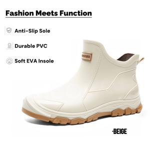 TEMU 패션 레인 부츠 남녀공용 숏 앵클 부츠 - 모든 사이즈, 모든 계절, 가볍고 편안함, 캐주얼 복장, 야외 활동, 비우기, 지저분한 지형, 뮤직 페스티벌, 캠핑. 세척 용이 | 슬립온