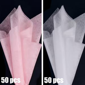 TEMU 100매, 핑크 50매 + 화이트 50매, 꽃 포장지, 선물 포장지, 뽑아내는 안감지, 선물 상자 및 선물 가방 안감지, 한국 스타일 포장지, 발렌타인데이 방수 부케 포장지, DIY 포장 용품, 꽃집용품, 11.8×11.8인치, DIY 공예, 생일 선물 포장, 선물 포장, 부케 포장, 어머니의 날, 생일, 결혼식, 졸업식, 기념일용