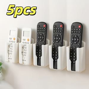 TEMU 내구성 있는 플라스틱 벽걸이형 리모컨 홀더 5개 - 벽걸이형 TV 및 에어컨 리모컨 정리함, 탁상용 서랍 수납 솔루션, 공간 절약형 수납 상자, 에어컨, TV, 선풍기 리모컨용, 가정용 정리, 책상 액세서리