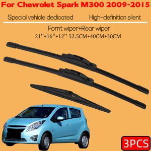 TEMU 쉐보레 스파크 M300 2009-2015용, 전면 및 후면 윈드실드 와이퍼 블레이드, 사이즈 21''+16''+12'', 교체용 와이퍼 세트 - 3개입