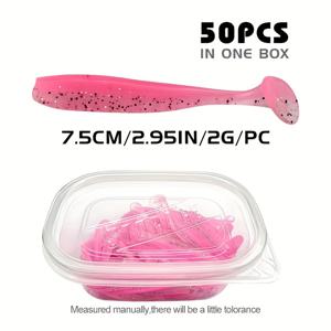 TEMU 50개 패들 테일 소프트 낚시 미끼, 소프트 낚시 미끼, 내구성이 뛰어난 인공 플라스틱 워블러 스윔베이트, 바닷물/연수지용 낚시 미끼 추가