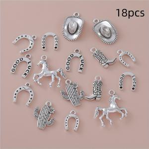 TEMU 빈티지 서부 스타일 메탈 참, 18개 DIY 팔찌 및 목걸이 액세서리 세트, 선인장/ 부츠/말굽 모양, DIY 주얼리 액세서리 키트