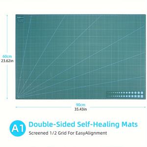 TEMU 1개 자르기 매트 23.62x35.43인치 - 튼튼한 PVC A1 커터 플레이트, 그리드 & 원 패턴이 있는 소잉, 인조 가죽 공예, 스크랩북용 - 천 & 인조 가죽을 위한 이상적인 DIY 그린 커팅 보드, 소잉용 커팅 매트