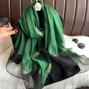 TEMU 반짝이는 스팽글이 돋보이는 고급스러운 롱 스카프 - 가볍고 통기성이 좋으며 다용도로 사용할 수 있는 숄. 해변, 캐주얼 외출, 축제 행사에 완벽합니다. Eid, 뮤직 페스티벌 및 특별한 날을 위한 이상적인 선물입니다.