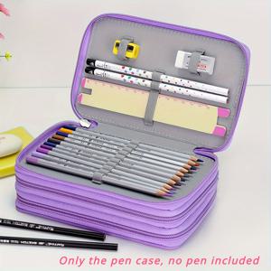 TEMU 1개 삼중 지퍼 필통, 52구 대용량 문구 보관함, 미술 펜, 색연필, 문구 보관 가방용