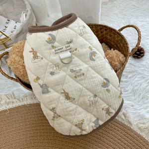 TEMU 소형견용 라벤더 꽃 옷, 소형견 및 고양이용 조끼, 두꺼운 따뜻한 가을/겨울 홈웨어