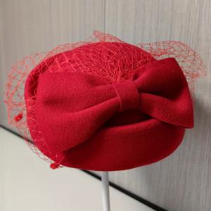 TEMU 프렌치 레이스 베레모, 영국 빈티지 화가 모자, 승무원 모자, 봄, 가을, 겨울에 적합, 베일과 리본 장식, 우아한 승무원 유니폼, 리셉션, 무대 공연, 여성 크리스마스 파티 모자