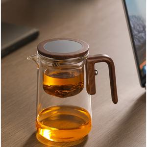 TEMU 엔찬티 스트레이너 포함 티팟, 유리 티포트 800ml/27oz, 블랙 티포트, 커피포트, 가볍고 사용하기 쉬운, 재사용 가능, 내열성 유리, 티 세트
