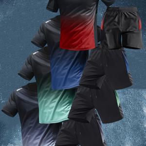 TEMU 8개 세트, 반팔 상의 4개 + 반바지 4개, 아이스 실키, 속건성, 통기성, 편안한 상하의 세트, 달리기, 피트니스, 여가 활동에 적합