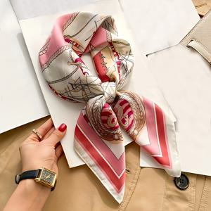 TEMU 세련된 바다 프린트가 돋보이는 27.58인치 정사각형 스카프, 우아하고 가벼운 인조 숄, 성숙한 스타일의 햇빛 가리개 헤드스카프, 여성용으로 적합