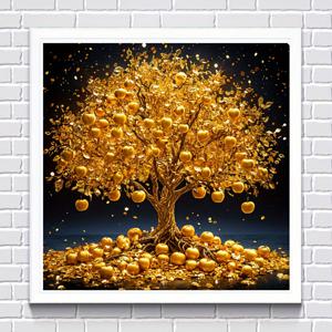 TEMU 황금 사과 나무 대형 페인팅 키트 - 40x40cm/15.7x15.7인치 - 오버사이즈 라운드 스티커 - 휴일 파티, 침실, 사무실, 거실 벽 장식 캔버스 미포함 - 릴랙세이션 아트 취미 - 연중 홈 크래프트 장식