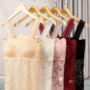TEMU 미끄럼 방지 브라 5개 세트, 여름용 긴 캐미솔 란제리, 패드 포함 레이스 튜브 탑, 섹시한 바디콘 언더와이어 베이스 레이어 여성용