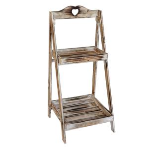 TEMU 빈티지 원목 다층 바닥 사다리 선반, 발코니 및 정원용 사각 수납 랙, 작은 하트 모양 수납 선반