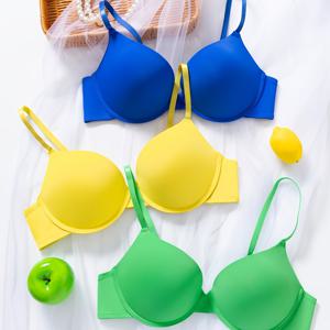 TEMU 섹시 3PCS 언더와이어 브라 세트 - 생기 넘치는 컬러, 풀 커버리지 & 리프트, 오피스 친화적인 편안함 (S-XL)