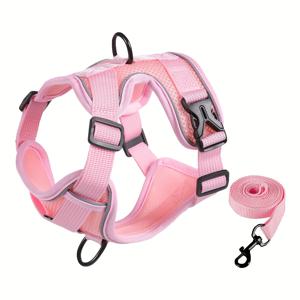 TEMU 소형견 및 고양이에게 적합) 2개 고양이 하네스 및 리드줄 세트, 탈출 방지 조절 가능한 부드러운 메시 고양이 하네스, 모든 종류의 고양이 조끼에 적합 (구매 전 사이즈 차트 참조)