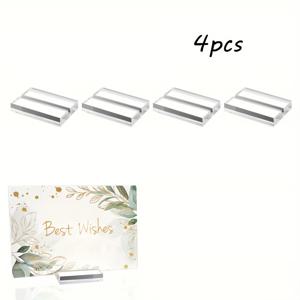 TEMU 4개 아크릴 명함 홀더, 투명 디스플레이 스탠드, 결혼식, 테이블 번호, 전시회, 사무실, 레스토랑, 비즈니스, 생일 기념에 적합