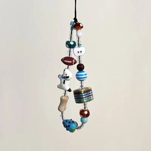 TEMU 1개 귀여운 3D 사과 강아지 격자 큐브 비즈 폰 참 체인 키코드, 스타일리시 하트 카메라 가방 액세서리 스트랩 선물용 걸이 코드