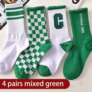 TEMU 남성용 레터 프린트 미드 튜브 양말 4/8켤레, 캐주얼 대학 스타일 양말, 통기성, 땀 흡수, 냄새 방지 스포츠 양말, 캐주얼 다용도 커플 양말, 데일리룩에 적합, 모든 계절에 적합