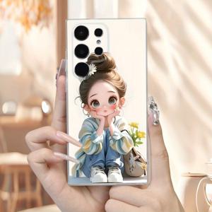TEMU 귀엽고 장난기 넘치는 만화 소녀 패턴 폰케이스, 사랑스러운 디자인, 가을 생일 선물, 삼성 및 갤럭시 A56/A54/A53/A52/A14/A15/A05S/A53/A34/S23/S23 울트라/S23 FE/S24/S24 FE/S24 울트라/S25/S25 FE/S25 울트라/S21 FE용 패셔너블한 낙하 방지 투명 폰케이스
