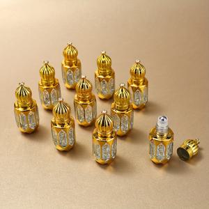 TEMU 10개입 6ml 팔각 유리병 세트 (골드 전기 도금 마감), 코드 포함/미포함 옵션. 이 제품은 방수 및 리필 가능 컨테이너로, 에센셜 오일, 향수, 제품에 적합합니다.