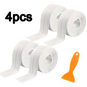TEMU 고강도 흰색 자가 점착 스트립 테이프 - 3.8Cm X 3.2M - 주방, 욕실, 화장실, 거실, 가전제품 및 모서리 밀봉용 코킹 도구 포함, 부드러운 끝단 특징