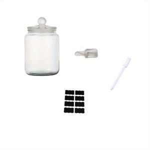 TEMU 2L 대용량 밀폐 유리병 + 펜 1개 + 스푼 1개 + 스티커 1개, 아로마테라피 건조꽃 보관병, 핸드메이드 DIY 장식용 아트 병