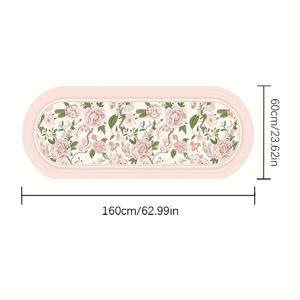 TEMU 럭셔리 프렌치 스타일 우아한 플로럴 도어매트 - 소프트 핑크, 거실, 침실, 복도용 플러시 카펫 - 미끄럼 방지 뒷면 - 소형~중형 사이즈 가능 - 홈 데코 액센트 러그, 프렌치 스타일 디자인, 인조 캐시미어, 세탁기 사용 가능