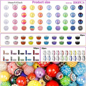 TEMU 190개 비즈 펜 만들기 세트, 라운드 스페이서 비즈 및 16/20mm 버블 비즈 포함, 펜, 주얼리, 팔찌, 아크릴 비즈 제작용. 펜 만들기 재료, DIY 공예, 수제 비즈, 장식용 비즈, 고품질 비즈, 내구성 비즈, 핸드스트링 비즈, 주얼리 제작자, 취미 활동가용