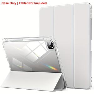 TEMU 아이패드 프로 11 2018 2020 2021 2022 에어 1 2 3 4 5 6 7 2024 2025 9.7'' 10.2'' 5세대 6세대 7세대 8세대 9세대 10세대 11세대 10.9'' 11'' PU 가죽 플립 마그네틱 스탠드 케이스 자동 잠금/깨우기 기능이 있는 투명 보호 케이스 (펜 슬롯 포함)