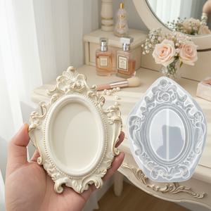 TEMU 1개 로코코 트레이 몰드, 레진 실리콘 몰드, 양초 트레이, 주얼리 트레이, 석고 장식품, 반지 레진 장식, 홈 데코, 캐스팅 몰드, 주얼리 캐스팅 용품, 레진 몰드 및 다용도 몰드 제작에 적합