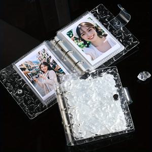 TEMU 텍스처 커버 사진 앨범 - A8 사이즈 3인치 바인더, 3링 루스리프 투명 포켓, 고화질 대용량 20페이지, K-팝 포토카드 보관, INS 스타일 사진 홀더, 완벽한 선물 아이디어