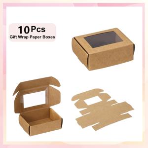 TEMU 화이트/소가죽/골든 창문형 뚜껑 골판지 선물 상자 10개 - 정사각형 뚜껑이 있는 작은 정사각형 종이 상자, 미리 절단된 슬롯 디자인, 주얼리, 장신구, 액세서리 포장용으로 적합. 조립이 쉬움, 소매점, 파티, 결혼식용 대량 포장. 발렌타인데이, 크리스마스, 카니발, 어머니의 날, 라마단, 부활절, 웨딩 답례품, 소형 생일 선물 포장용으로 이상적