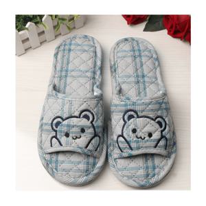 TEMU [] 3중 쿠션 체크 아기곰 실내화 푹신한 층간소음방지 미끄럼 삼중패드 거실화 면슬리퍼