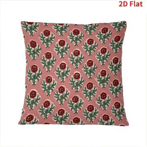 TEMU 2D 평면 장식용 베개 커버 1개, 인도 블록 플로럴 프린트 양면 디자인, 집, 거실, 침실 장식 강화에 이상적. 베개 속통은 포함되지 않음