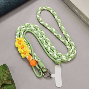 TEMU 1개 플로럴 3줄 컬러 조화 넥 스트랩, 핸드 스트랩, 휴대폰, 손목 스트랩, 키 슬링, 손목 펜던트 체인, 범용 낙하 방지 모델