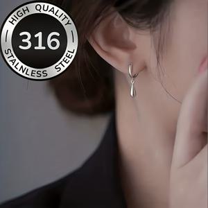 TEMU 고품질 저자극성 316 스테인리스 스틸 눈물방울 모양 귀걸이 한 쌍. 스타일로 우아하고 세련되어 있으며 결혼식, 파티, 선물, 휴가, 일상복에 적합하며 발렌타인데이에 완벽합니다.