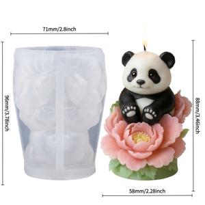 TEMU 레진 주형 - 소형 실리콘 팬더와 모란 몰드. 유연한 실리콘 소재로 쉽게 탈형 및 세척 가능. 3D 팬더 디자인과 섬세한 꽃잎 디테일. 귀여운 동물과 꽃향기 캔들 또는 장식품 제작에 완벽. 팬더 애호가를 위한 훌륭한 선물. DIY 프로젝트, 발렌타인데이, 휴일, 기념일에 이상적