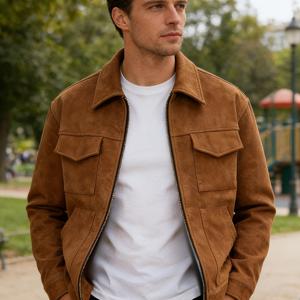 TEMU 봄 신상 미국 빈티지 바이커 자켓 남성용, 패셔너블 캐주얼 자켓 포켓 포함, 편안한 지퍼 아우터웨어