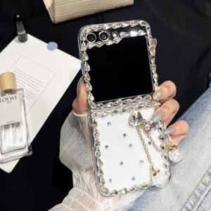 TEMU 휴대폰 케이스 - 리본 장식이 있는 풀 폰 케이스, 라이트 럭셔리 및 고급스러운 느낌, 삼성 Z Flip 7 FE/Z Flip 7/Z Flip 6/Z Flip 5/Z Flip 4/Z Flip 3 폴더블폰 케이스에 적합