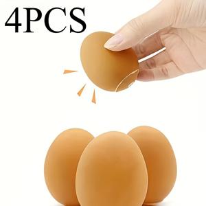 TEMU 4개입 삑삑 소리가 나는 달걀 모양 씹는 장난감 - 강아지와 고양이에게 적합한 내구성 있는 열가소성 고무 인터랙티브 사운드 볼, 강아지와 새끼 고양이의 치아 발달을 위한 삑삑 소리 훈련용, 모든 품종과 크기의 반려동물을 위한 배터리 없는 씹는 장난감