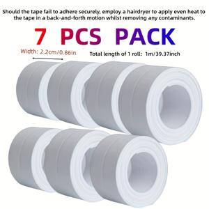 TEMU 7롤 자가 접착 PVC 방수 코킹 스트립 테이프, 샤워기, 욕조, 욕실 실런트용 - 필앤스틱 탈부착 접착제, 유연한 조인트 컴파운드, 벽 가장자리용, DIY 친화적 코너 (접착제 미포함)